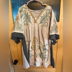 Women's Joiemont Bohemian Maxi Dress. Size L Oversized And Embroidered.